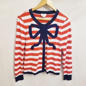 Kate Spade red and white striped sweater with navy bow medium